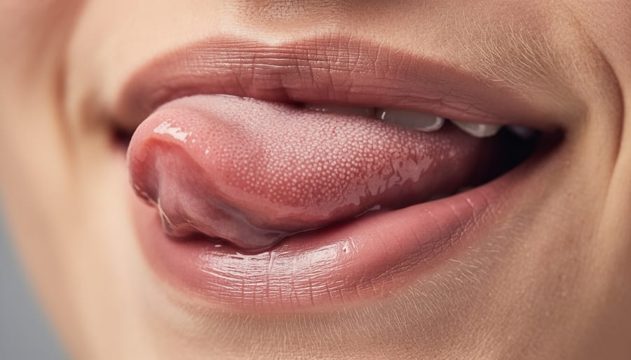 Macro close-up of a hydrated mouth area showing natural sheen on the lips